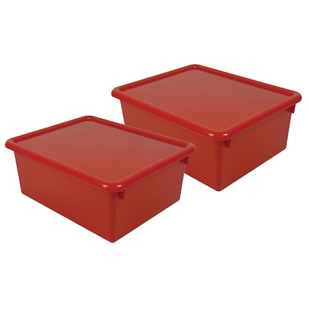 Romanoff Storage Bin, Red, 6 in H, 10-1/2 in W, 13 in L, 2 PK ROM16002